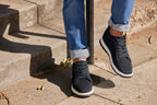 CALTO - X2322 - 2.4 Inches Taller (Black/White & Black Sole) - Lace Up Casual Sneaker - Lightweight