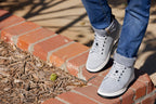 CALTO - X2324 - 2.4 Inches Taller (Pewter Grey/White & Black Sole) - Lace Up Casual Sneaker - Lightweight