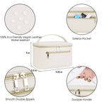 Vegan Leather Cosmetic Brush Bags Makeup Case : Milky White