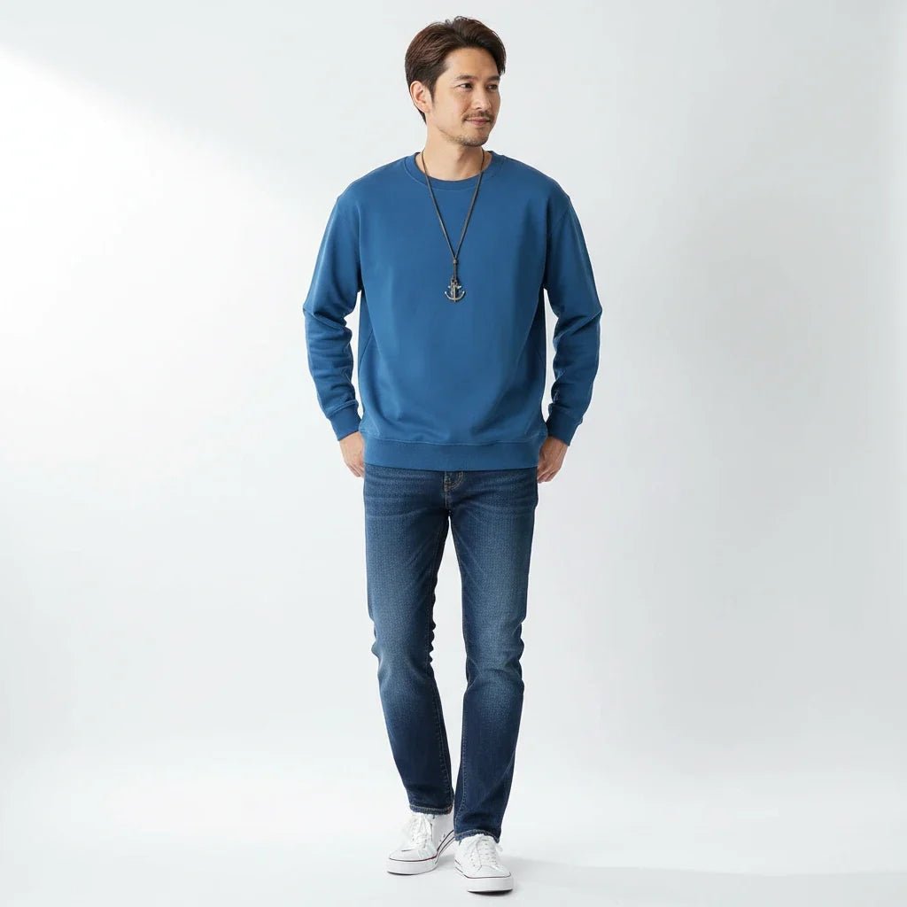Aflczyu Men’s Tatting Sweatshirt - O-Neck, Full Sleeve, Solid Pattern, Regular Fit, Casual Style, Standard Thickness, Spring & Autumn Wear - Pendo Store