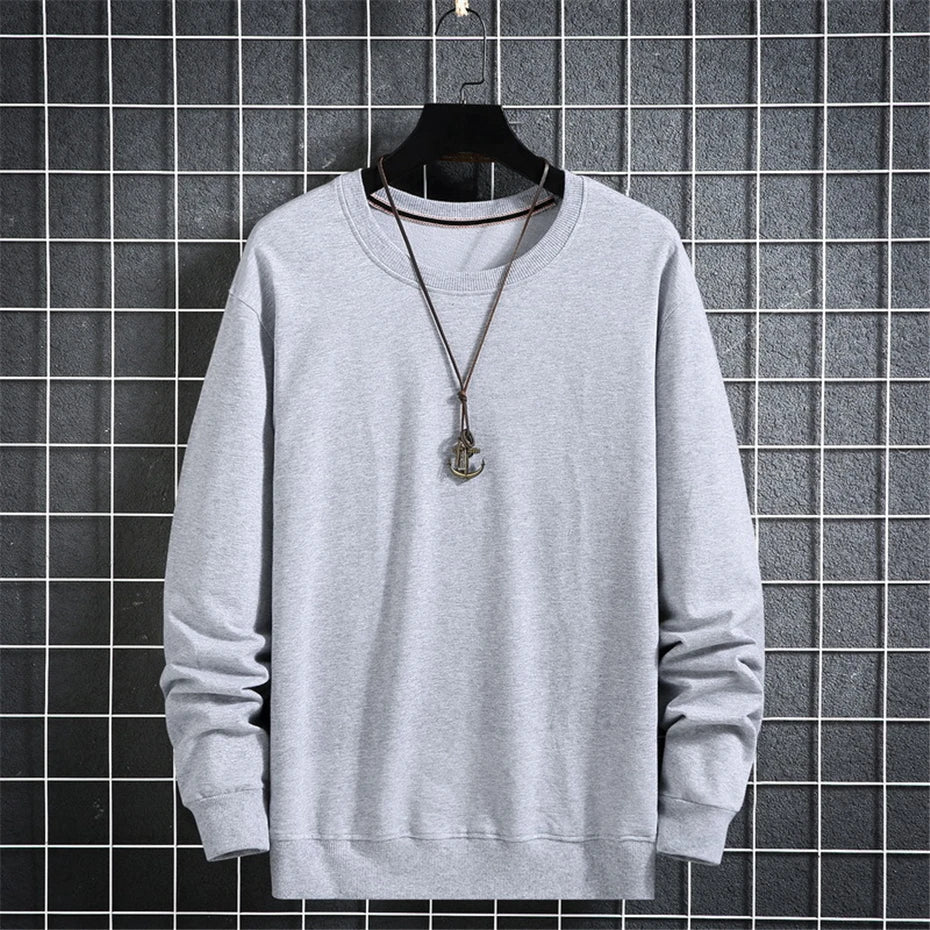 Aflczyu Men’s Tatting Sweatshirt - O-Neck, Full Sleeve, Solid Pattern, Regular Fit, Casual Style, Standard Thickness, Spring & Autumn Wear - Pendo Store