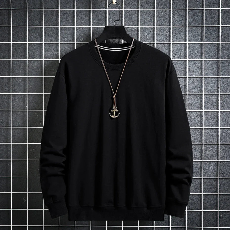 Aflczyu Men’s Tatting Sweatshirt - O-Neck, Full Sleeve, Solid Pattern, Regular Fit, Casual Style, Standard Thickness, Spring & Autumn Wear - Pendo Store