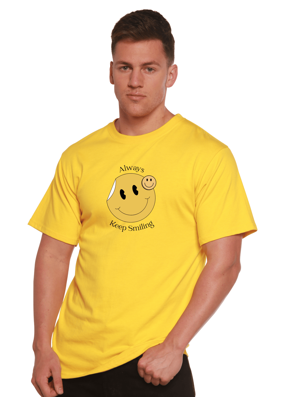 Always Keep Smiling Men's Bamboo Viscose/Organic Cotton Short Sleeve Graphic T-Shirt - Pendo Store