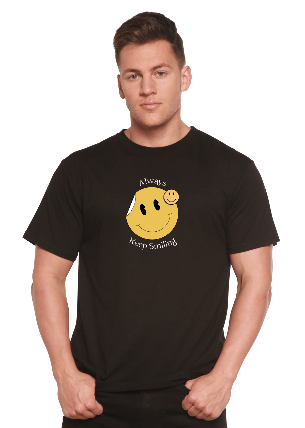 Always Keep Smiling Men's Bamboo Viscose/Organic Cotton Short Sleeve Graphic T-Shirt - Pendo Store