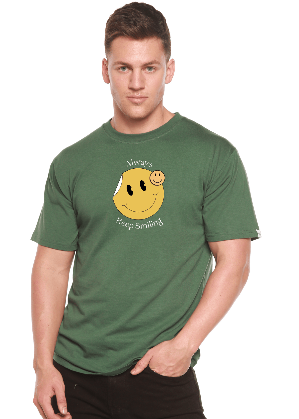Always Keep Smiling Men's Bamboo Viscose/Organic Cotton Short Sleeve Graphic T-Shirt - Pendo Store