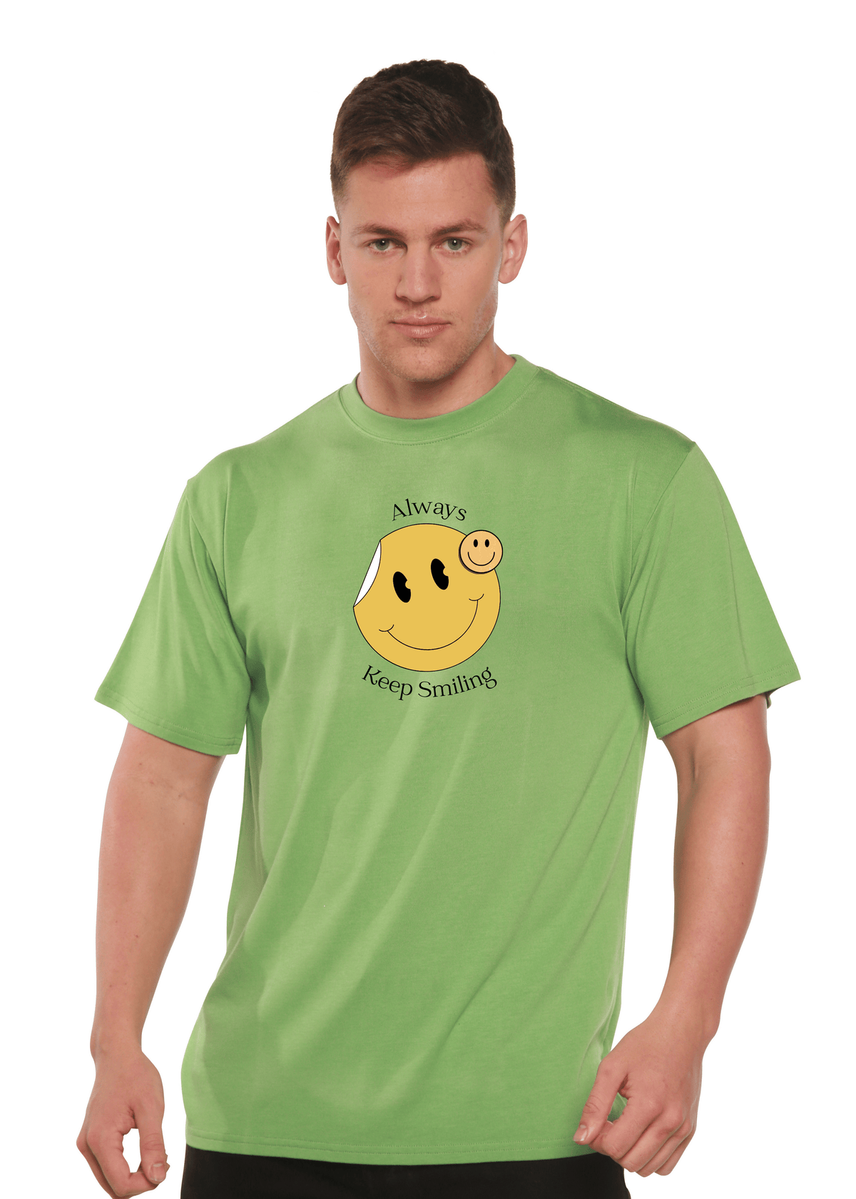 Always Keep Smiling Men's Bamboo Viscose/Organic Cotton Short Sleeve Graphic T-Shirt - Pendo Store