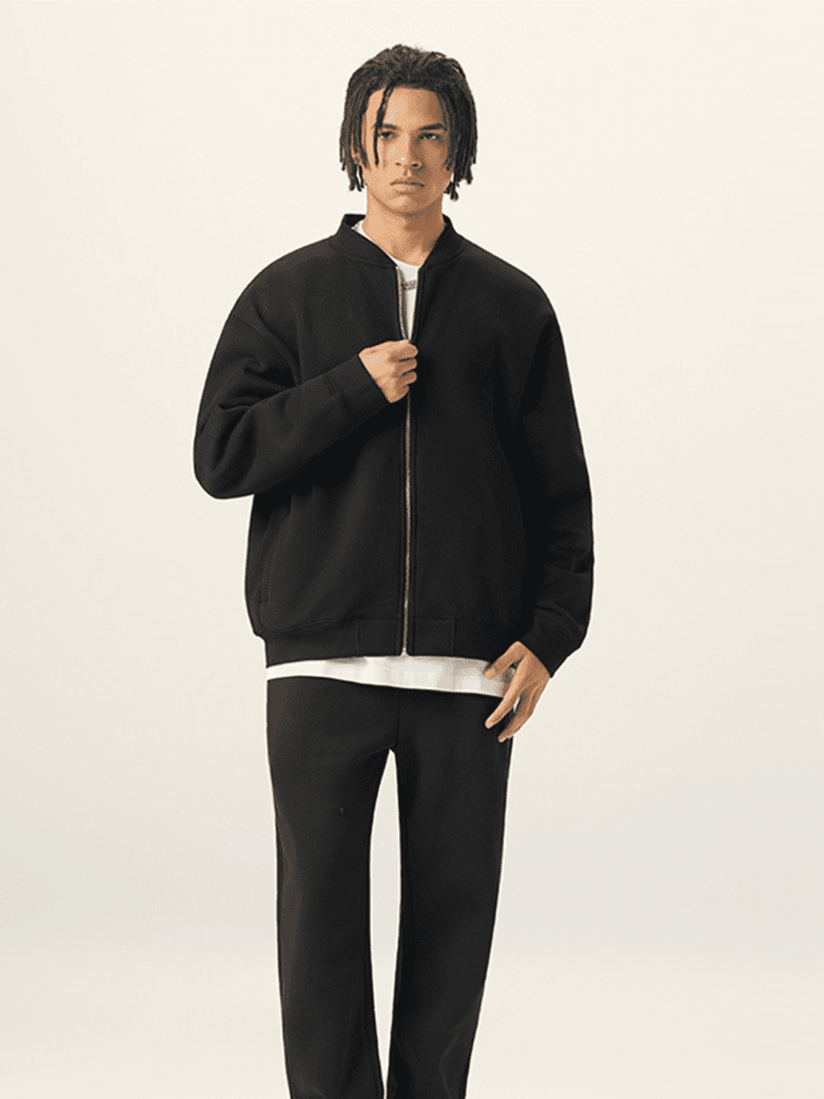 Apollo Black Fleece Zip-Up Baseball Jacket - Pendo Store