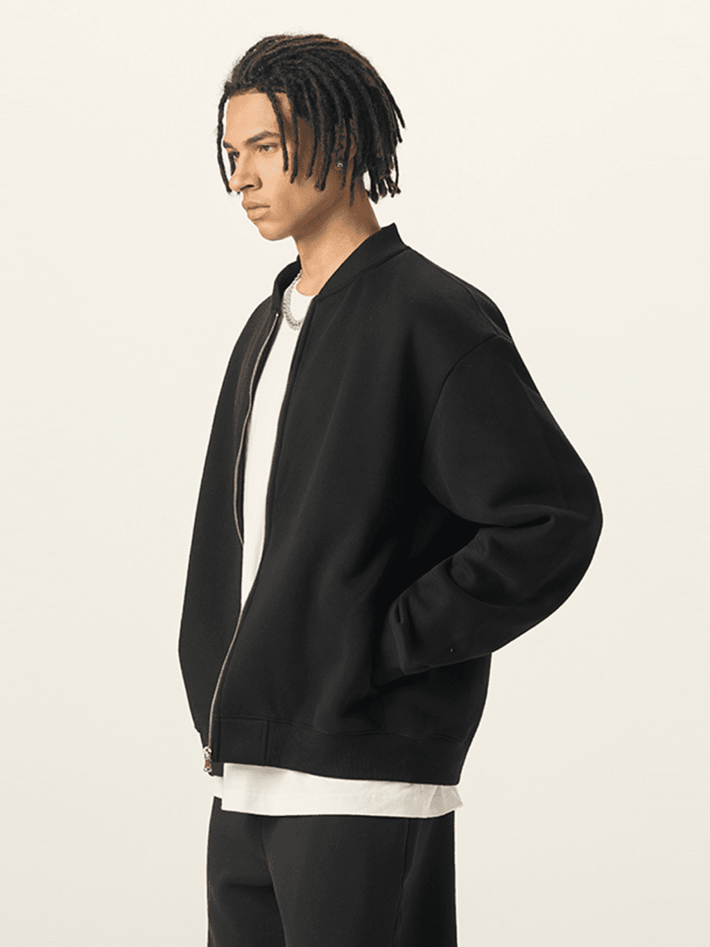 Apollo Black Fleece Zip-Up Baseball Jacket - Pendo Store
