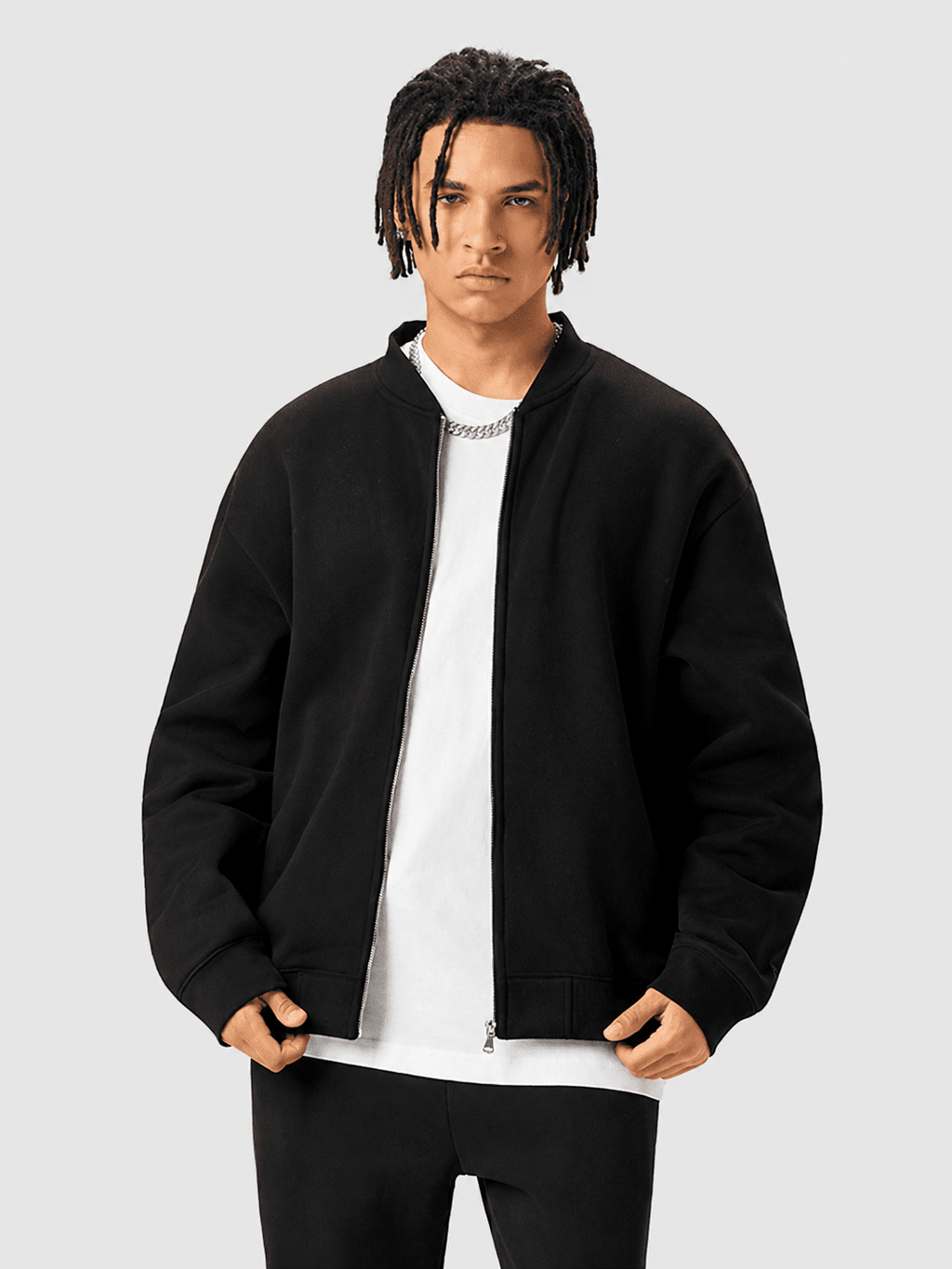 Apollo Black Fleece Zip-Up Baseball Jacket - Pendo Store