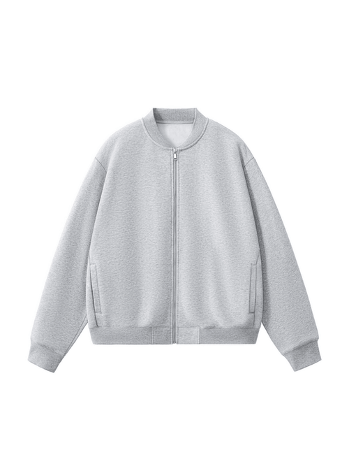 Apollo Grey Fleece Zip-Up Baseball Jacket - Pendo Store