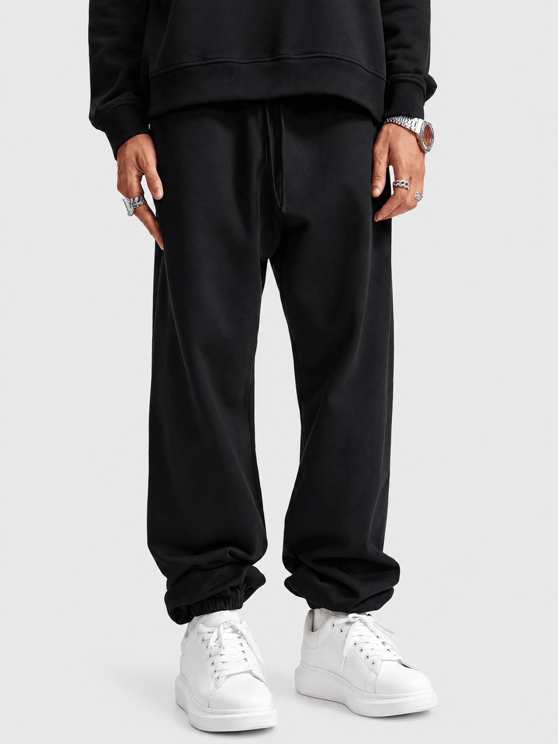 Apollo Heavyweight Cotton Black Sweatpants - Pendo Store