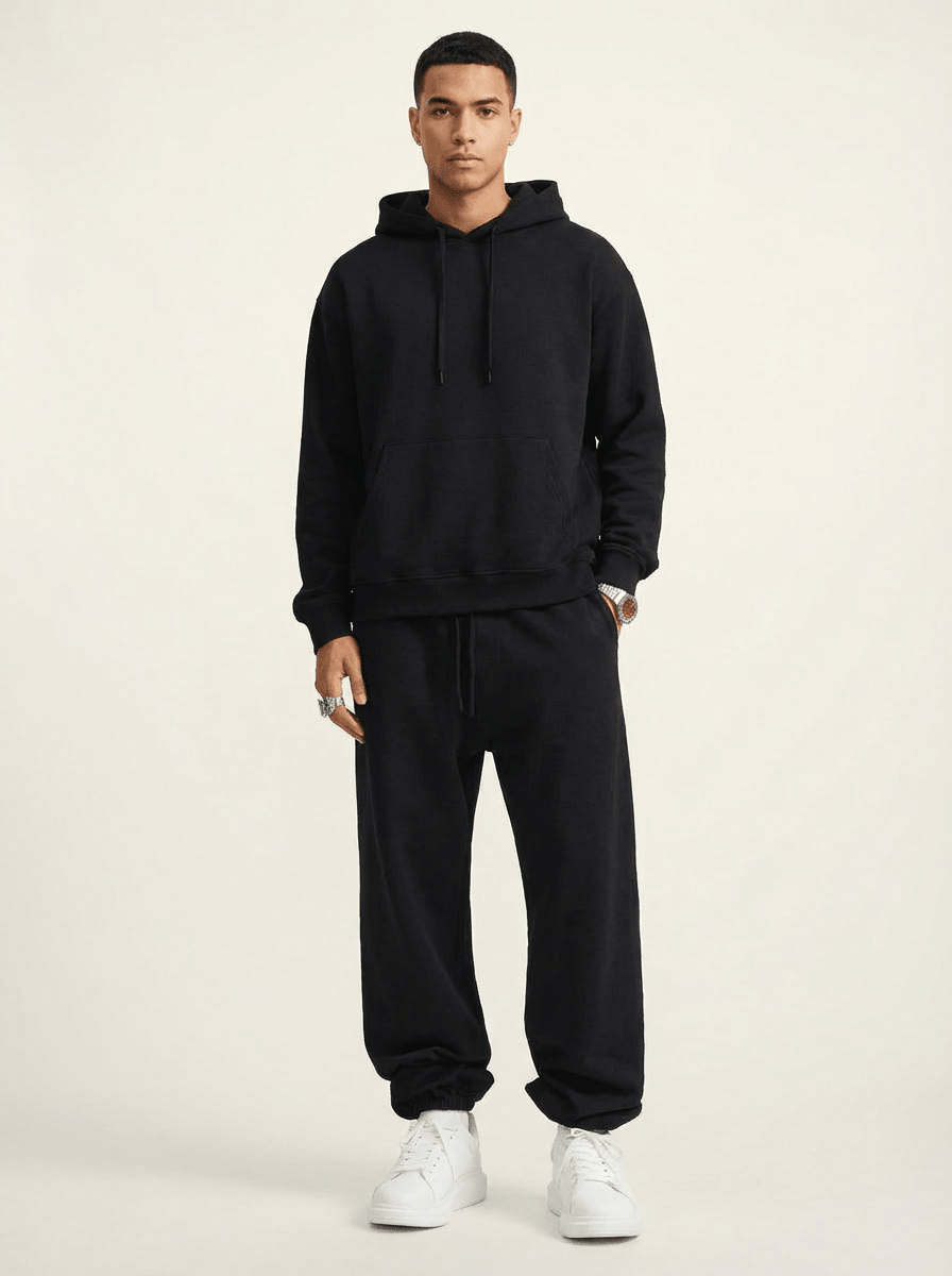 Apollo Heavyweight Cotton Black Sweatpants - Pendo Store