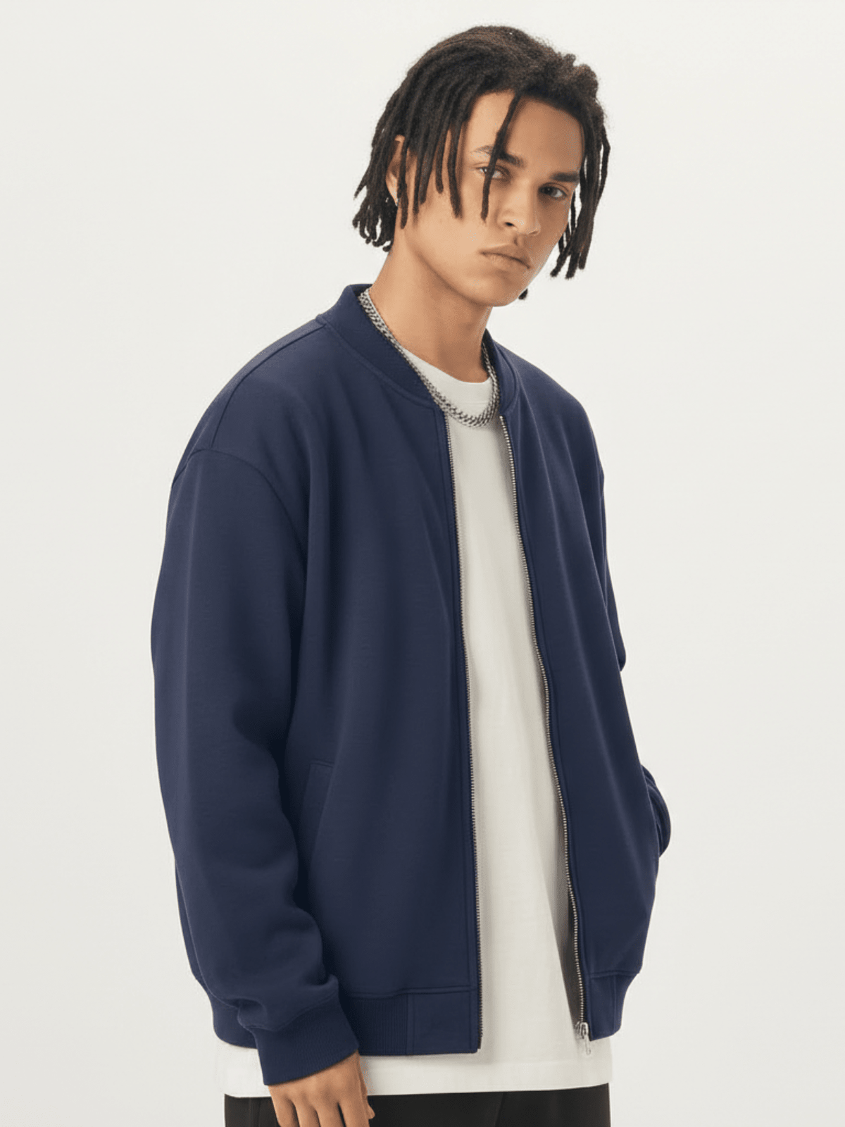 Apollo Navy Fleece Zip-Up Baseball Jacket - Pendo Store