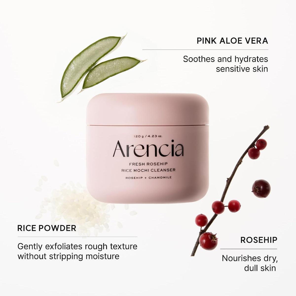 Arencia Fresh Rosehip Rice Mochi Cleanser - Pendo Store