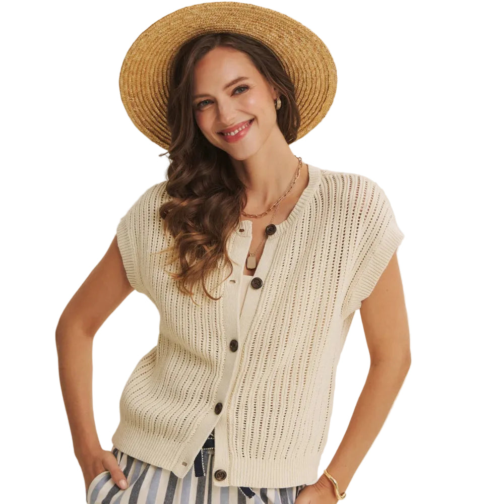 Natural Cotton Open Knit Sweater Vest