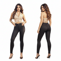 Leather Effect High Waist Push Up Jeans