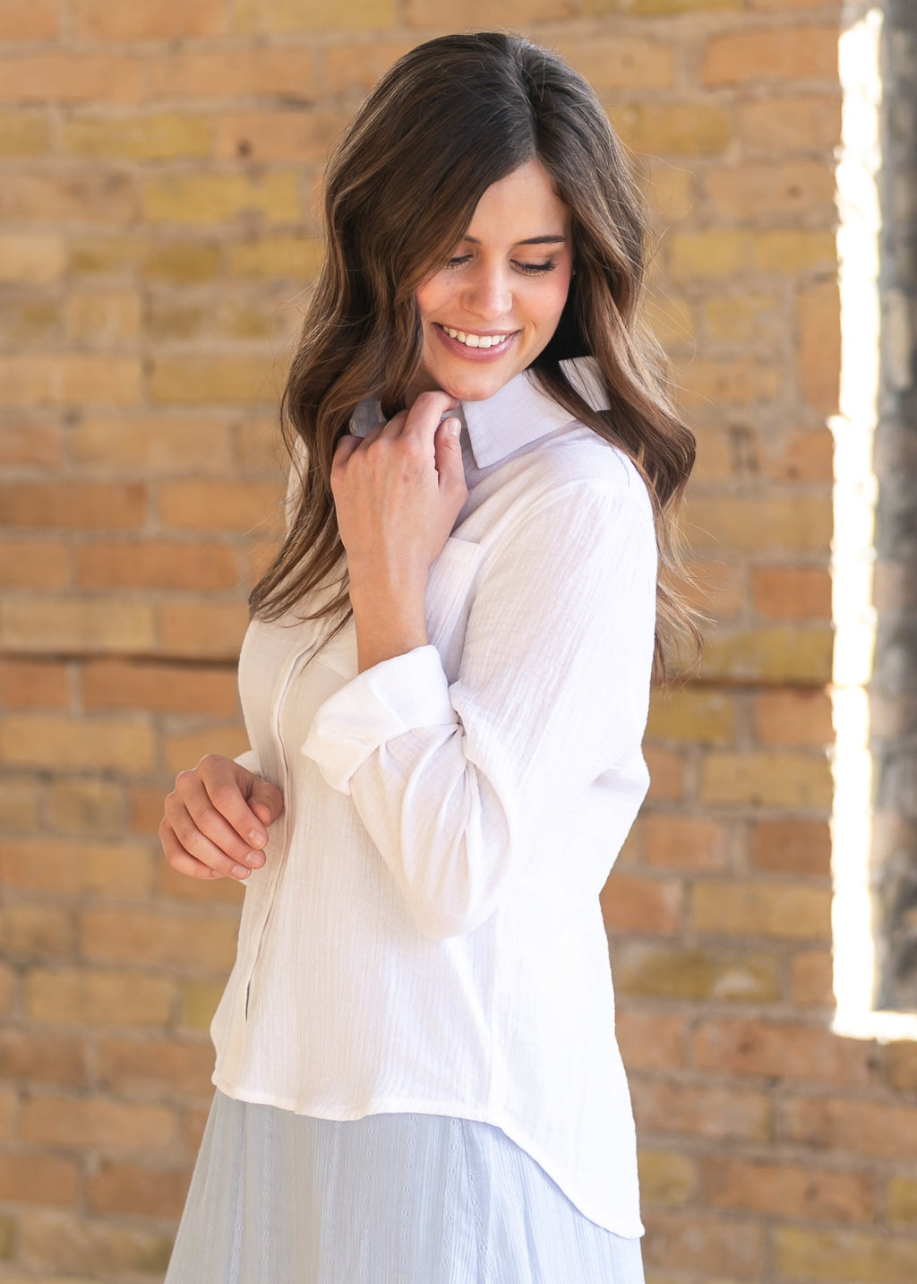 Bailey Cotton Gauze Button Down Top - Pendo Store