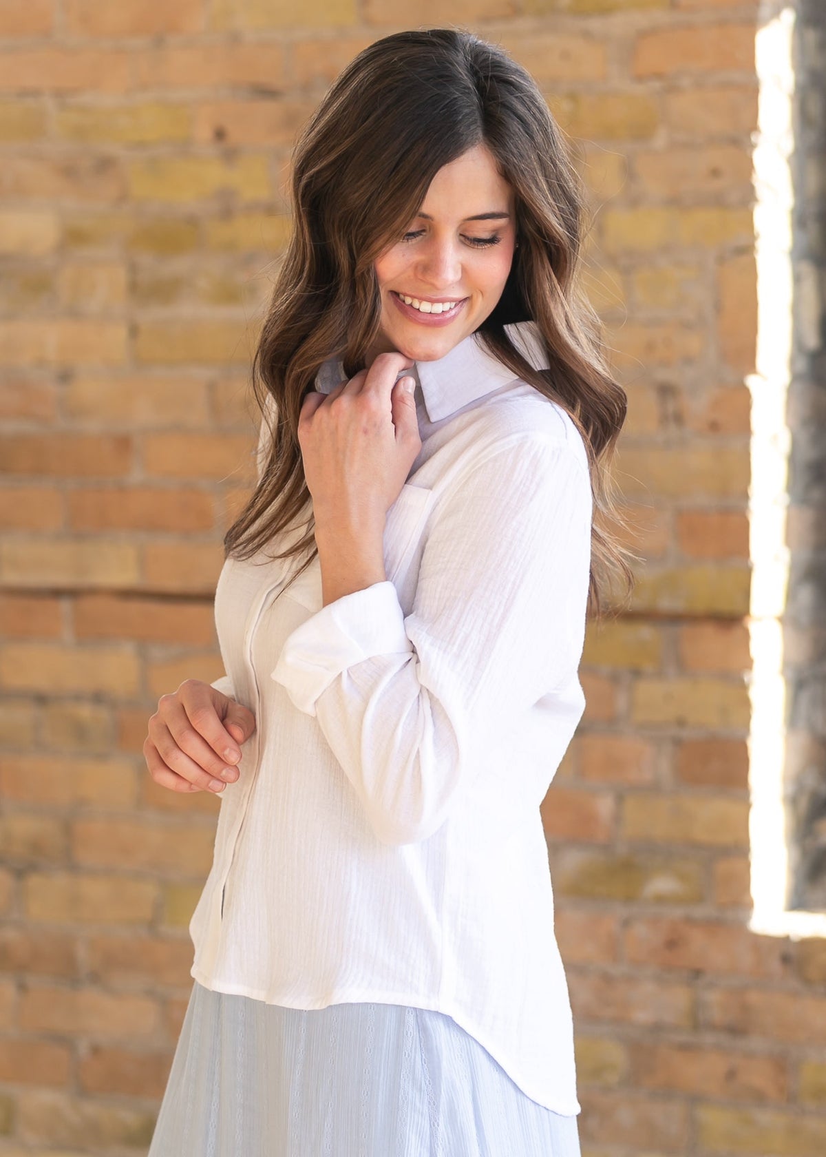 Bailey Cotton Gauze Button Down Top - Pendo Store