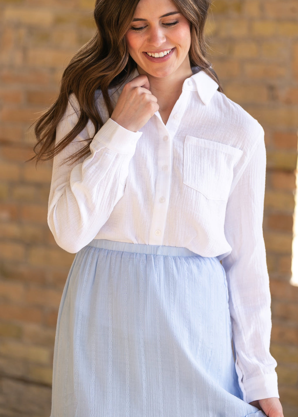 Bailey Cotton Gauze Button Down Top - Pendo Store