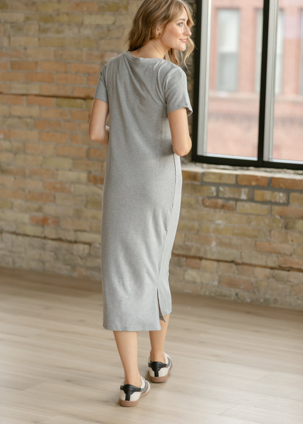 Baylor Gray Ribbed T-shirt Dress - Pendo Store