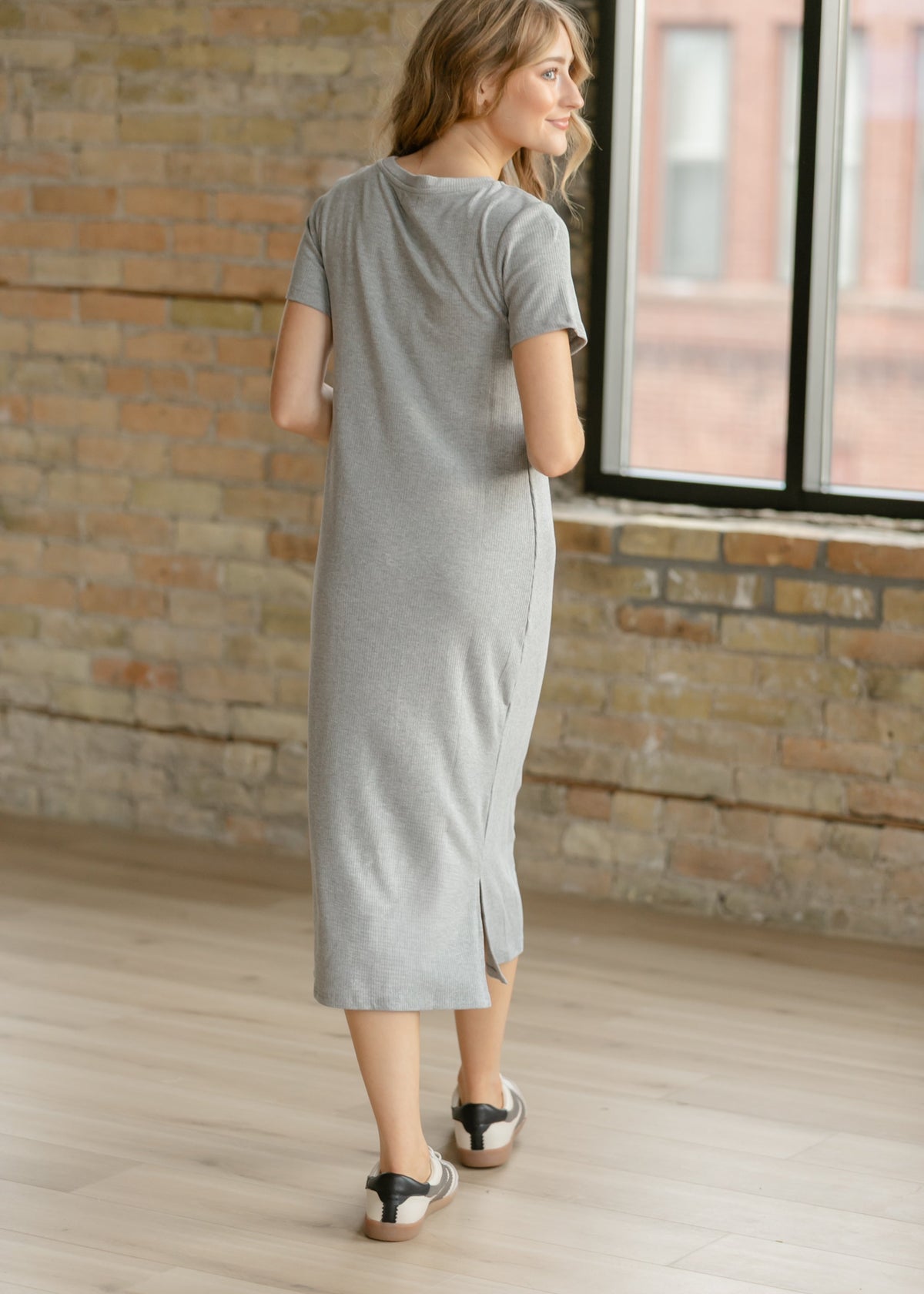 Baylor Gray Ribbed T-shirt Dress - Pendo Store
