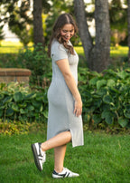 Baylor Gray Ribbed T-shirt Dress - Pendo Store