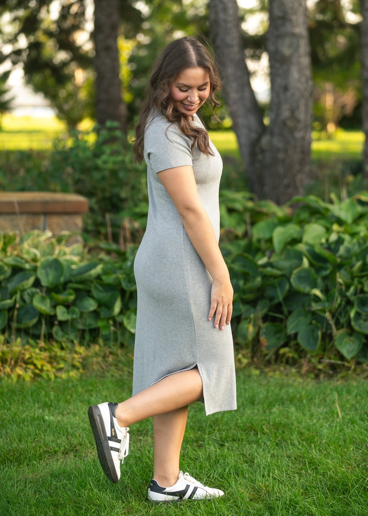 Baylor Gray Ribbed T-shirt Dress - Pendo Store