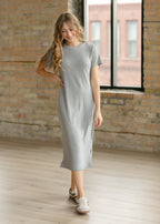 Baylor Gray Ribbed T-shirt Dress - Pendo Store