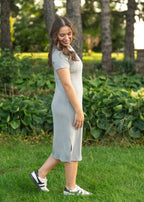 Baylor Gray Ribbed T-shirt Dress - Pendo Store