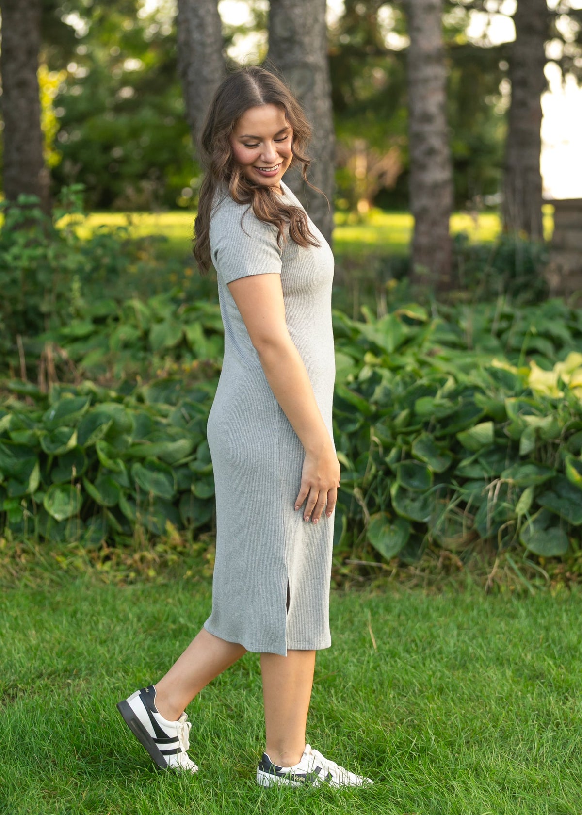 Baylor Gray Ribbed T-shirt Dress - Pendo Store