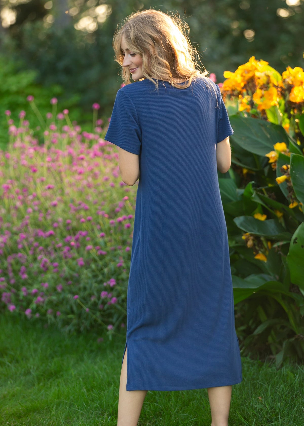 Baylor Navy Ribbed T-shirt Dress - Pendo Store