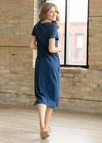 Baylor Navy Ribbed T-shirt Dress - Pendo Store
