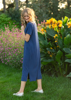 Baylor Navy Ribbed T-shirt Dress - Pendo Store