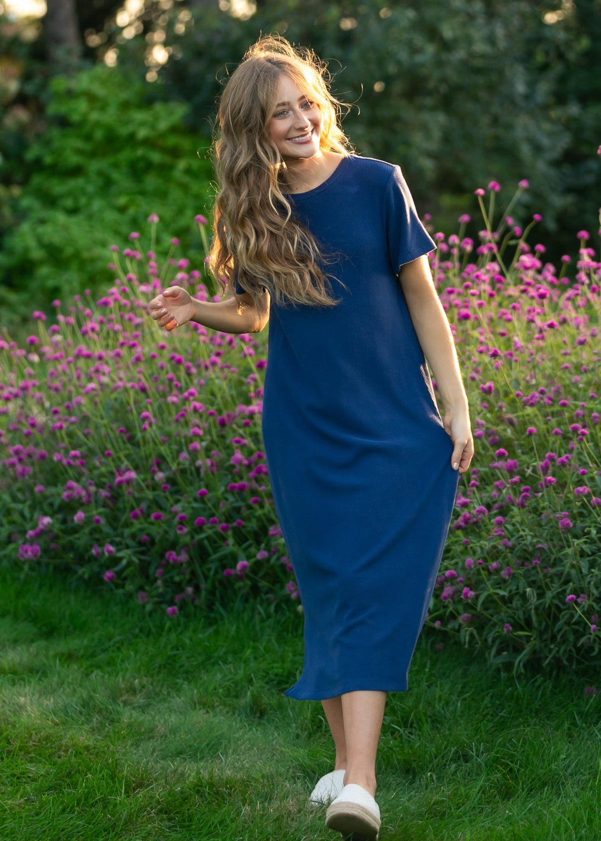 Baylor Navy Ribbed T-shirt Dress - Pendo Store