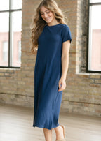 Baylor Navy Ribbed T-shirt Dress - Pendo Store