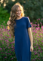 Baylor Navy Ribbed T-shirt Dress - Pendo Store