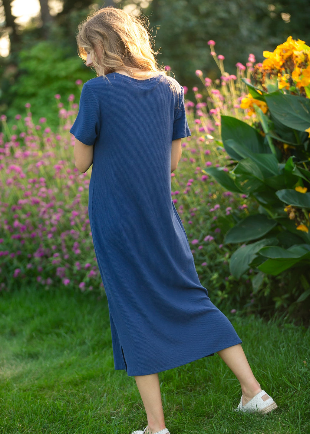 Baylor Navy Ribbed T-shirt Dress - Pendo Store
