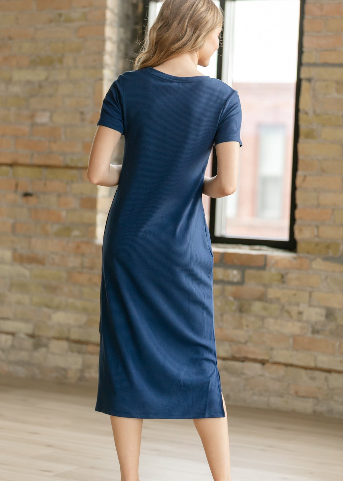 Baylor Navy Ribbed T-shirt Dress - Pendo Store