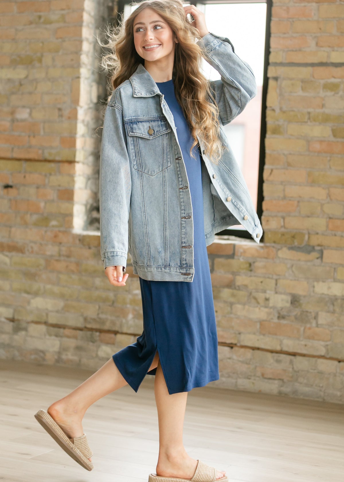 Baylor Navy Ribbed T-shirt Dress - Pendo Store