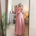 Bell Sleeve Back-Tie Top & A-Line Maxi Skirt Set(MS469)