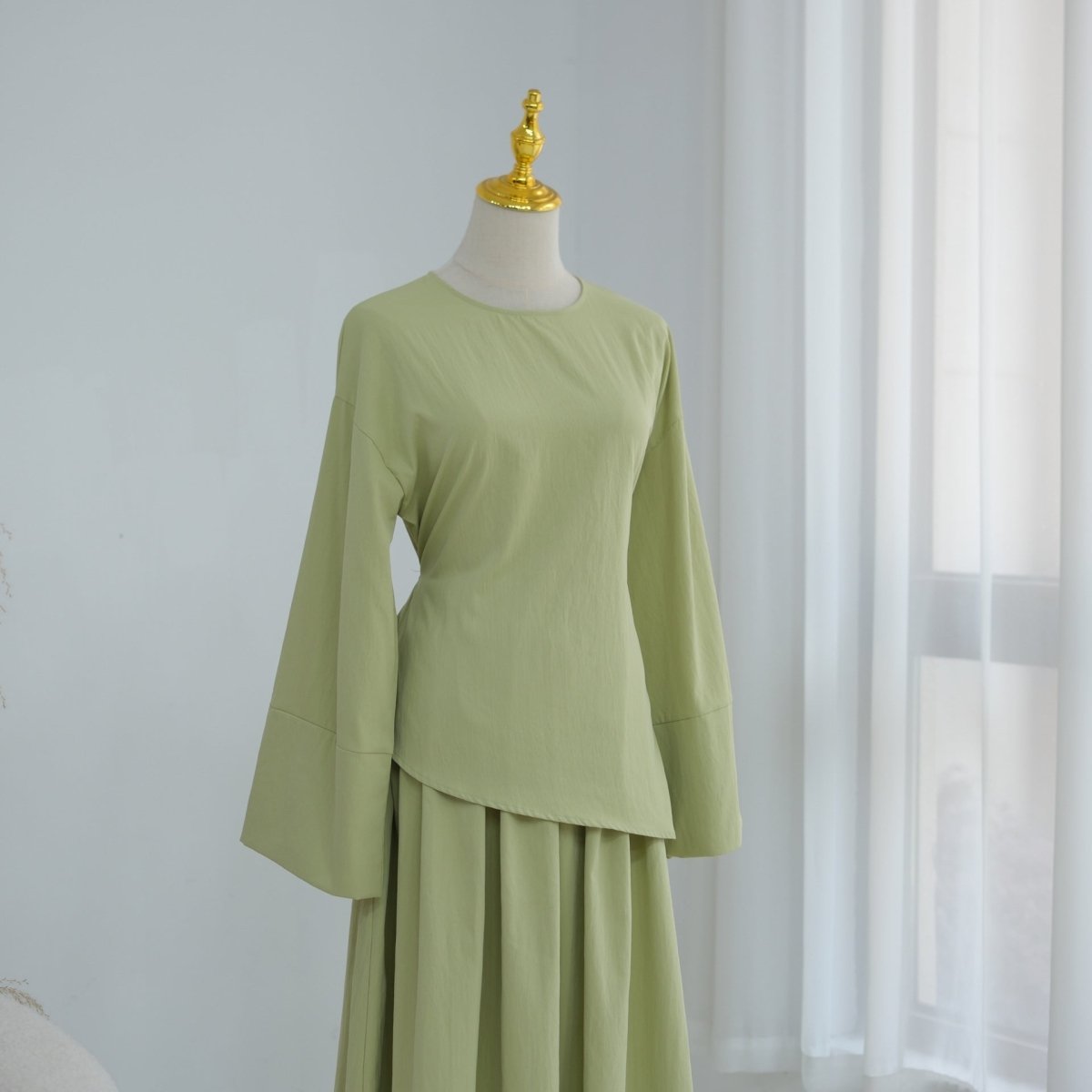 Bell Sleeve Back-Tie Top & A-Line Maxi Skirt Set(MS469) - Pendo Store