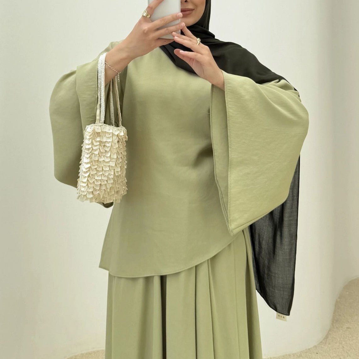 Bell Sleeve Back-Tie Top & A-Line Maxi Skirt Set(MS469) - Pendo Store