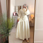 Bell Sleeve Back-Tie Top & A-Line Maxi Skirt Set(MS469)