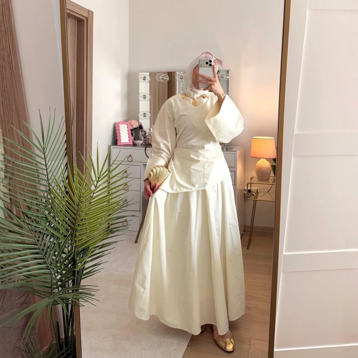 Bell Sleeve Back-Tie Top & A-Line Maxi Skirt Set(MS469) - Pendo Store