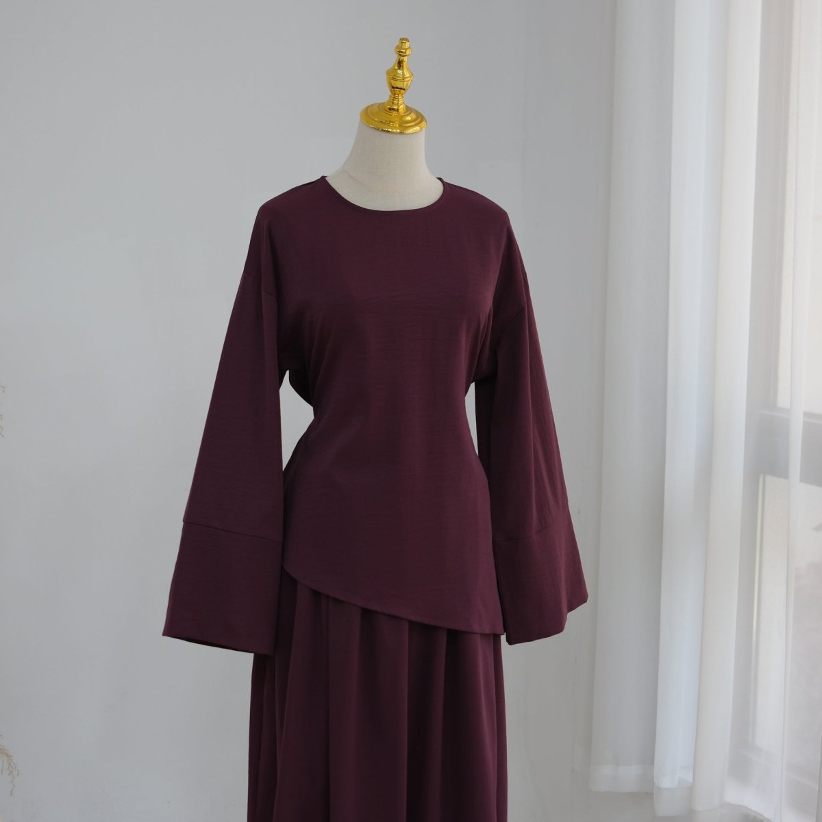 Bell Sleeve Back-Tie Top & A-Line Maxi Skirt Set(MS469) - Pendo Store