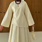 Bell Sleeve Back-Tie Top & A-Line Maxi Skirt Set(MS469)