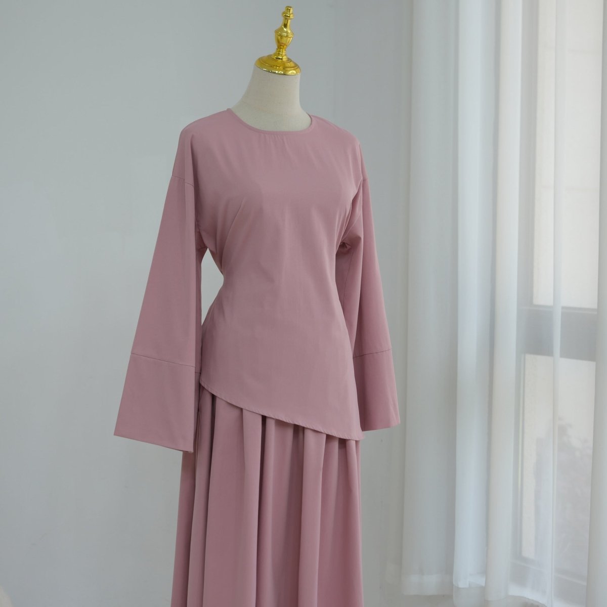Bell Sleeve Back-Tie Top & A-Line Maxi Skirt Set(MS469) - Pendo Store