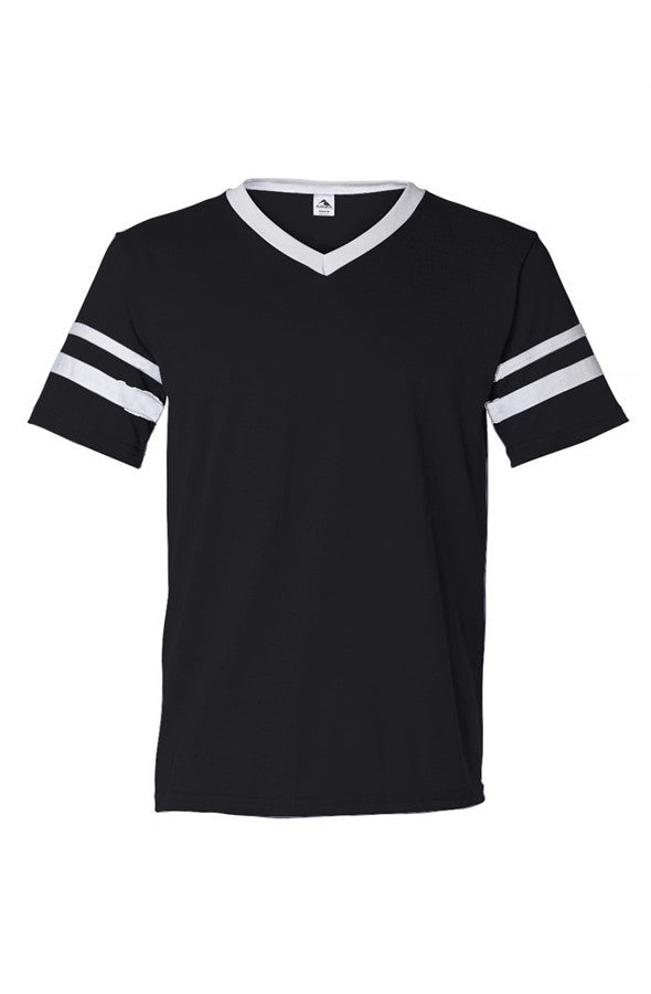 BFC No Logo Women 39 s V Neck Striped Sleeves Jersey - Pendo Store