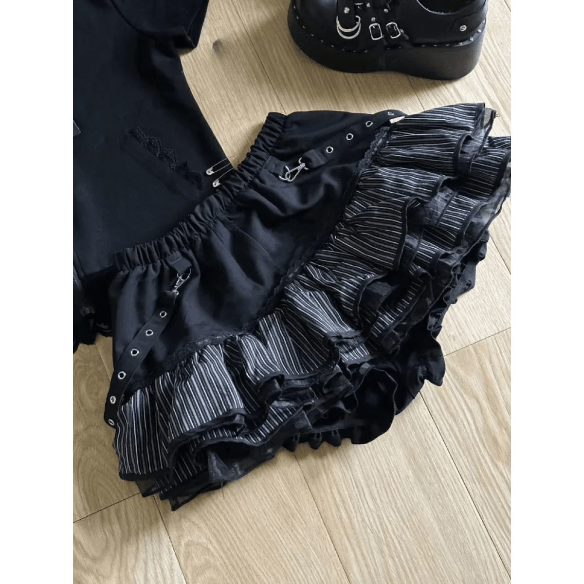 Black Punk Ruffle Mini Skirt - Pendo Store