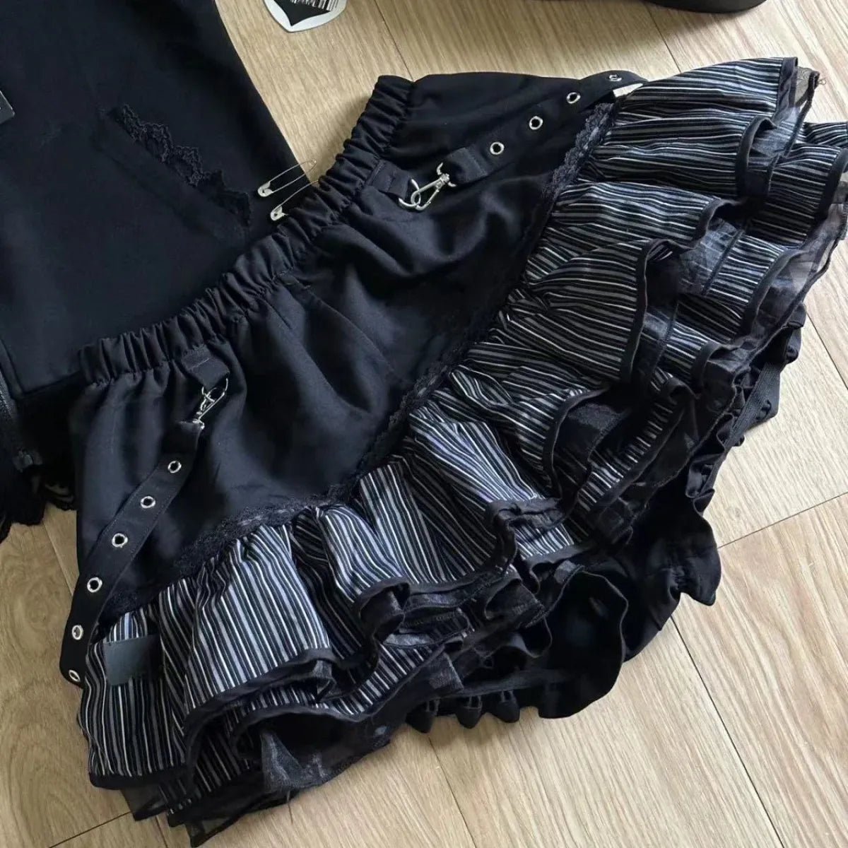 Black Punk Ruffle Mini Skirt - Pendo Store